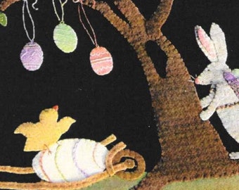 Wool Applique Pattern, Peeps and the Peeper, Wool Applique, Table Runner, Easter Decor, Spring Decor, Nutmeg Hare, Bunny, PATTERN ONLY