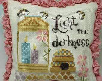 Counted Cross Stitch Pattern, Light the Darkness, Little Light Collection, Bees, Hive, Pillow Ornament, KiraLyn's Needlearts, PATTERN ONLY
