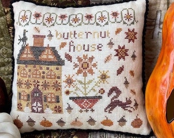 Counted Cross Stitch Pattern, Butternut House, Houses on Pumpkin Lane, Autumn, Pansy Patch Quilts and Stitchery, PATTERN ONLY