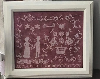 Counted Cross Stitch Pattern, Lovers, Valentine's Day, Wedding, Sampler, Inspirational, Cottage Chic, Twin Peak Primitives, PATTERN ONLY