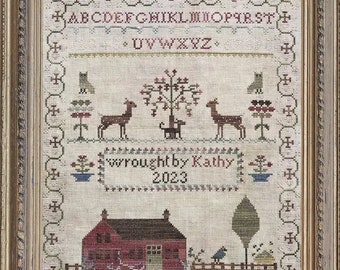 Counted Cross Stitch Pattern, Kathy's Sampler 2023, Original Sampler, Alphabet Sampler, Deer, Birgit Tolman, The Wishing Thorn, PATTERN ONLY