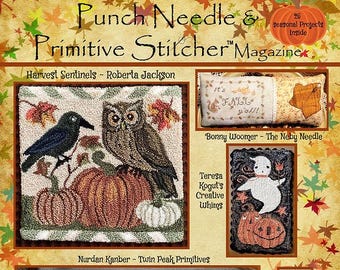 PRE-Order, Punch Needle & Primitive Stitcher, Fall 2025, Punch Needle, Cross Stitch, Pumpkins, Witches, Fall Decor, Primitive Decor