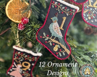 Counted Cross Stitch Pattern, 12 Days of Christmas Stockings, Ornaments, Bowl Fillers, Partridge, Christmas Decor, Annie Beez, PATTERN ONLY