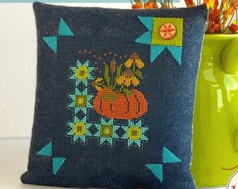 Counted Cross Stitch, Autumn Calls, Fall Decor, Pumpkin, Flowers, Pillow Ornament, Bowl Filler, Hands On Design, PATTERN ONLY