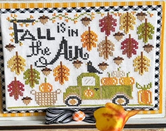 Counted Cross Stitch Pattern, Fall is in the Air, Autumn Decor, Pick Up Truck, Crow, Stitching with the Housewives, PATTERN ONLY