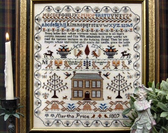 Counted Cross Stitch Pattern, Martha Price Sampler, Motif Sampler, Inspirational, Brenda Keyes, The Sampler Company, PATTERN ONLY