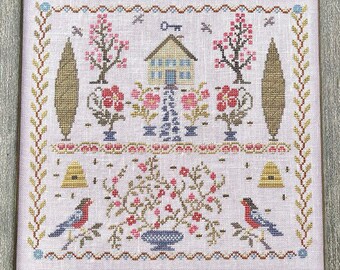 Counted Cross Stitch Pattern, Let Flowers Grow, Summer Decor, Flower Motifs, Country Scene, Bees, Jan Hicks Creates, PATTERN ONLY