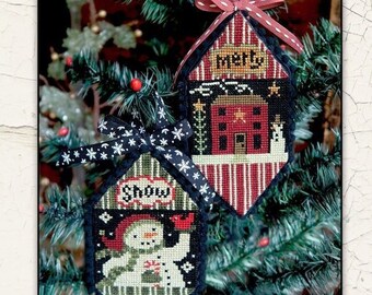 Counted Cross Stitch Pattern, Snowman & House, Christmas Ornaments, Christmas Decor, Snowman, Teresa Kogut, PATTERN ONLY