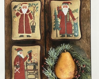 Counted Cross Stitch, Santas Revisited IX, Ornaments, Santas, Christmas, Partridge, Pear Tree, Stocking, The Prairie Schooler,  PATTERN ONLY