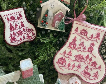 Counted Cross Stitch Pattern, Enchanted Village Stocking, Christmas Decor, Small Stocking Series, J B W Designs, PATTERN ONLY