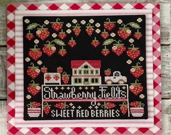 Counted Cross Stitch Pattern, Calendar Crates, June, Strawberry Fields, Summer Decor, Berries, Stitching Housewives, PATTERN ONLY