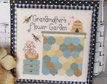 Counted Cross Stitch Pattern, Grandmother's Flower Garden, Quilting Bee, Bees, Carolyn Robbins, KiraLyns Needlearts, PATTERN ONLY