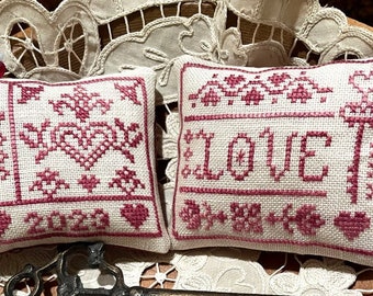 Counted Cross Stitch Pattern, Little Bits of Love, Pillow Ornaments, Valentine's Day Decor, ScissorTail Designs, PATTERN ONLY