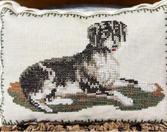 Counted Cross Stitch Pattern, Alistair, Pillow Ornament, Bowl Filler, Pin Keep, Dog, Pet, The Scarlett House, PATTERN ONLY