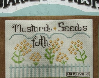 Counted Cross Stitch Pattern, Mustard Seeds, Market Sign, Seeds of Faith Collection, Matthew 13:20-21, KiraLyn's Needlearts. PATTERN ONLY