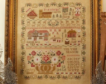 Counted Cross Stitch, Father Christmas's Village, Christmas Decor, Alphabet Sampler, Flowers, Deer, Cosford Rise Stitchery, PATTERN ONLY