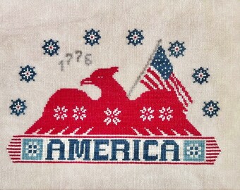 Counted Cross Stitch Pattern, American Eagle Coverlet, Patriotic Decor, Pillow Ornaments, Luminous Fiber Arts, PATTERN ONLY