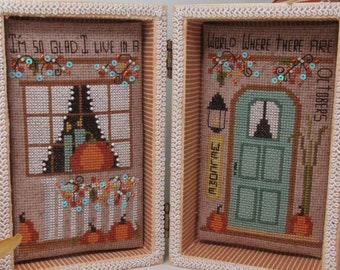 Counted Cross Stitch Pattern, Autumn Welcome, Country Chic, Farmhouse Rustic, Porch Scene, Candlelights, KiraLyn's Needlearts, PATTERN ONLY