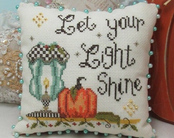 Counted Cross Stitch Pattern, Let Your Light, Country Chic, Lantern Series, Autumn Decor, KiraLyn's Needlearts, PATTERN ONLY