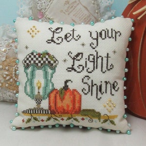 Counted Cross Stitch Pattern, Let Your Light, Country Chic, Lantern Series, Autumn Decor, KiraLyn&#39;s Needlearts, PATTERN ONLY