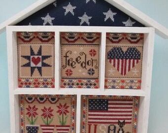 Counted Cross Stitch Pattern, Freedom House, Summer Decor, Patriotic Decor, Around the House Collection, KiraLyn's Needlearts, PATTERN ONLY