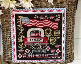 Counted Cross Stitch Pattern, Proud to Be an American, Patriotic Decor, Americana, Flag, Stitching Housewives, PATTERN ONLY
