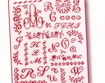 Counted Cross Stitch Pattern, A Floral Script, Alphabet Sampler, Pillow Ornament, Bowl Filler, JBW Designs, PATTERN ONLY