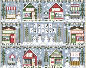 Counted Cross Stitch, Snow Village, Full Series Set, Winter Decor,  Pillow Ornaments, Snowman, Country Cottage Needleworks, PATTERN SET ONLY