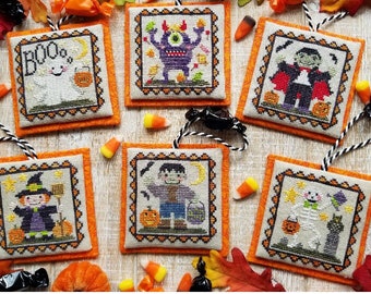 Counted Cross Stitch Pattern, Halloween Littles, Autumn Decor, Ghost, Witch, Skeleton, Waxing Moon Designs, PATTERN ONLY