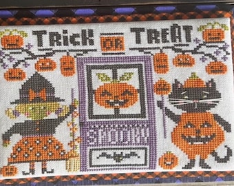 Counted Cross Stitch, Adoorables Halloween, Halloween Decor, Witch, Black Cat, Bats, Stitching with the Housewives, PATTERN ONLY