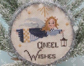 Counted Cross Stitch Pattern, Angel Wishes, Choir of Angel Series, Christmas Ornament, Stars, Religious, KiraLyn's Needlearts, PATTERN ONLY
