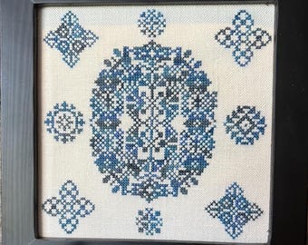 PRE-Order, Counted Cross Stitch Pattern, Sweet Sapphire, September, Quaker Birthstone, Monochromatic, From the Heart, PATTERN ONLY