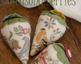 Counted Cross Stitch Pattern, Birdsong Berries, Spring Decor, Spring Farmhouse, Bird Motifs, Erica Michaels, PATTERN Only