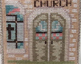 Counted Cross Stitch Pattern, Church Block, Stained Glass, Around the Block Series, Cross, Religious, KiraLyn's Needlearts, PATTERN ONLY