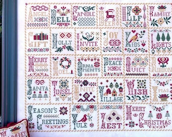 Counted Cross Stitch Pattern, Vintage ABCs of Christmas Book, Christmas Sampler, Pillow Ornament, Jan Hicks Creates, PATTERN ONLY