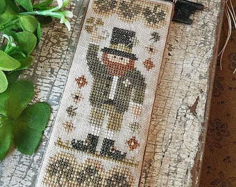 Counted Cross Stitch Pattern, Lucky Leprechaun, Shamrock, Clover, Primitive Decor, Nan Lewis, Threadwork Primitives, PATTERN ONLY