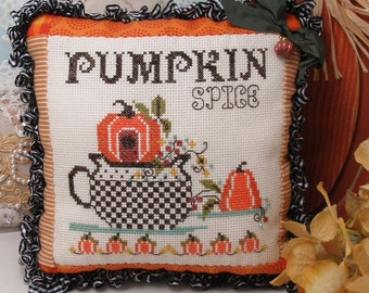 Counted Cross Stitch Pattern, Pumpkin Spice, Country Chic, Farmhouse Rustic, Autumn Decor, Teacup, KiraLyn's Needlearts, PATTERN ONLY