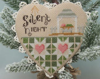 Counted Cross Stitch Pattern, Silent Night, Quilted Heart Series, Christmas Decor, Carolyn Robbins, KiraLyn's Needlearts, PATTERN ONLY