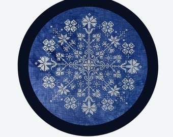 Counted Cross Stitch Pattern, A Snowflake Quaker Style, Tuck Pillow, Winter Decor, Flower Motifs, Christmas Decor, AuryTM, PATTERN ONLY