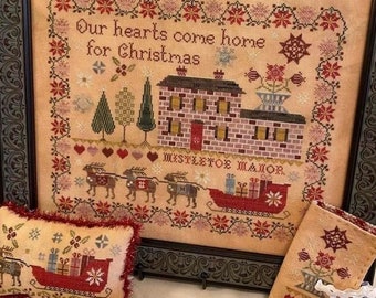 Counted Cross Stitch Pattern, Mistletoe Manor Sampler and Smalls, Christmas Decor, Pansy Patch Quilts and Stitchery, PATTERN ONLY
