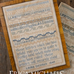 Counted Cross Stitch Pattern, Louisa Denman, Adaptation Marking Sampler, Alphabet Line Sampler, Erica Michaels, PATTERN ONLY