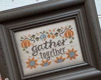 Cross Stitch Pattern, Gather Together, Small Gatherings, Seasonal Series, Fall Decor, Pumpkins, Hands On Design, PATTERN ONLY