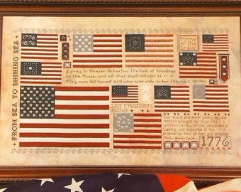 Counted Cross Stitch Pattern, Old Glory, Patriotic, American Flag Motifs, Independence Day, Stars, Karen Kluba, Rosewood Manor, PATTERN ONLY