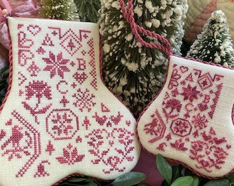 Counted Cross Stitch Pattern, A Quaker Stocking, Christmas Decor, Small Stocking, Quaker Motifs, J B W Designs, PATTERN ONLY