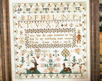 Counted Cross Stitch, Everlasting, Elfeda Lewis 1833, Alphabet, Angels, Sheep, Reproduction Sampler, 1897 Schoolhouse Samplers, PATTERN ONLY