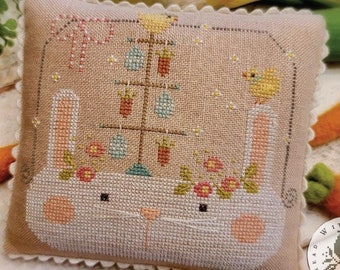 Counted Cross Stitch Pattern, Hoppy Easter, Easter Decor, Bunny Rabbit, Spring Decor, Easter Basket, Brenda Gervais, PATTERN ONLY