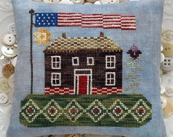 Counted Cross Stitch Pattern, My Summer House, Patriotic, Summer Decor, Americana Decor, Primitive, Lucy Beam, Rebecca Noland, PATTERN ONLY