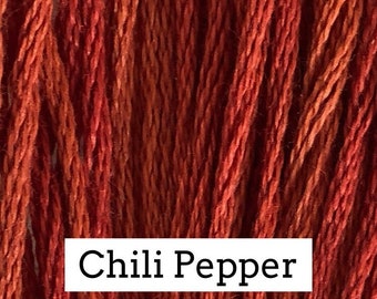 Classic Colorworks, Chili Pepper, CCT-167, 5 YARD Skein, Hand Dyed Cotton, Embroidery Floss, Counted Cross Stitch,Hand Embroidery Thread