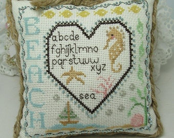 Counted Cross Stitch Pattern, Beach, Summer Decor, Garden Decor, Sea Creatures, Sand, Carolyn Robbins, KiraLyn's Needlearts, PATTERN ONLY