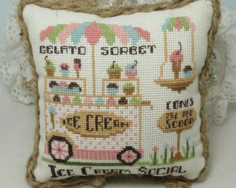 Counted Cross Stitch Pattern, Ice Cream Social, Roadside Stand Series, Sundaes, Cones, Gelato, Sorbet, KiraLyn's Needlearts. PATTERN ONLY